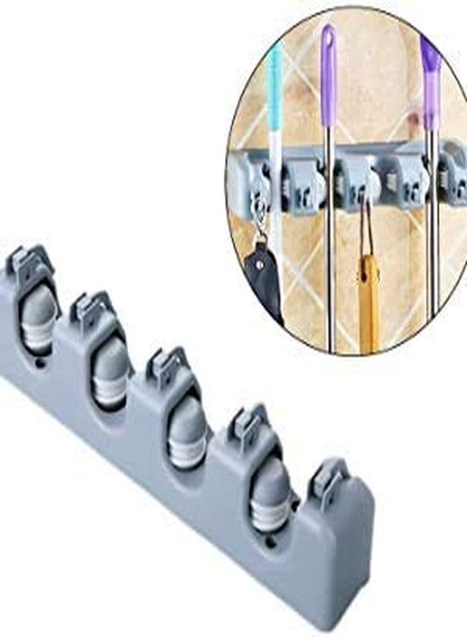 Meetzone حامل ممسحة ومكنسة مثبت على الحائط من ميتزون، بأربعة فتحات، مناسب لجدران الحمام، حامل منظم للممسحة، حامل عصا المكنسة لتنظيف الجدران (متعدد الألوان) - Image 3